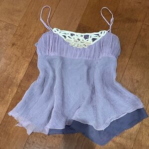 Purple silk boho baby doll tank